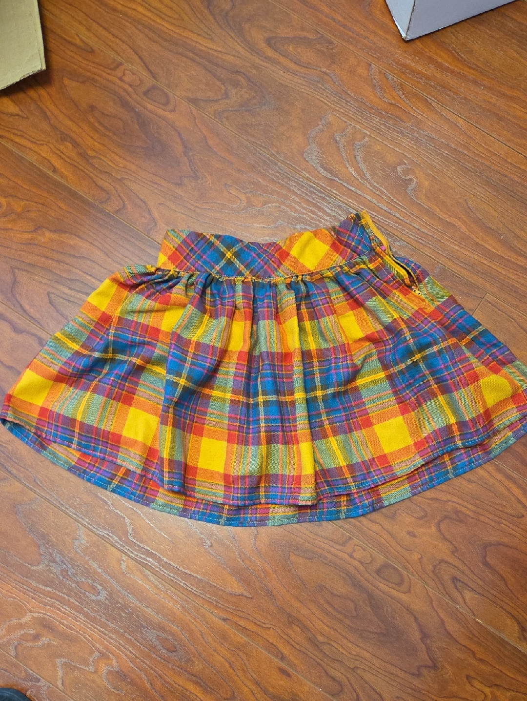 Ruum Yellow Plaid Flared Kids Skirt